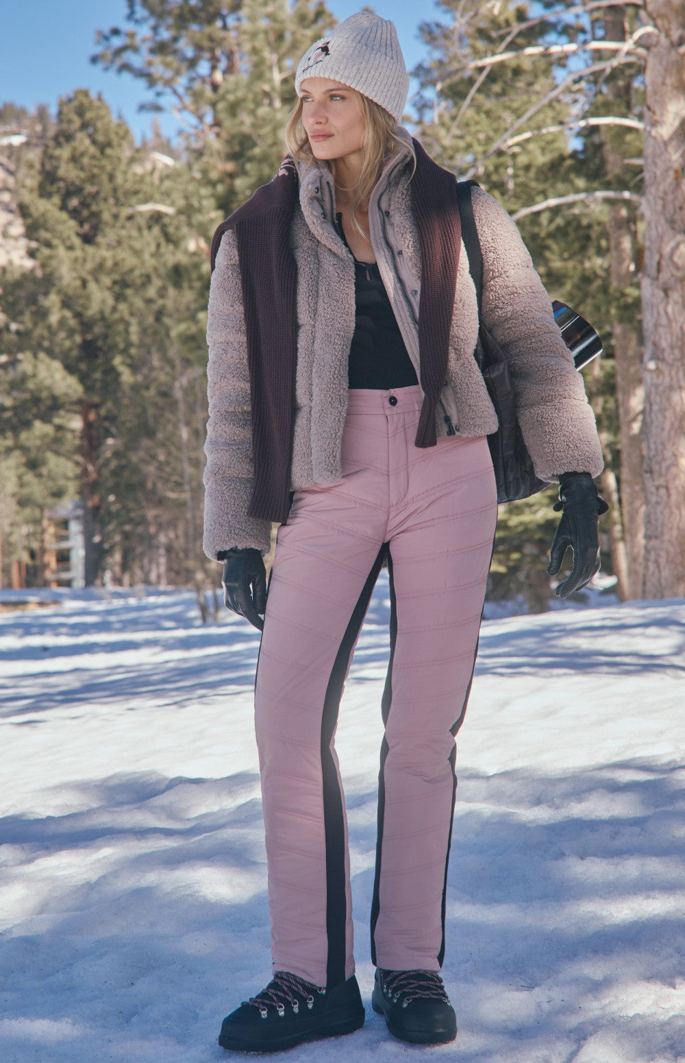 Alp N Rock Kaja Pant, light pink quilted cold weather straight leg pant for women
