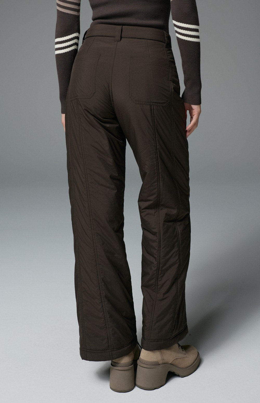 Alp N Rock Meribel Wide Leg Pant, women's dark brown wide leg insulated pant with ankle zip