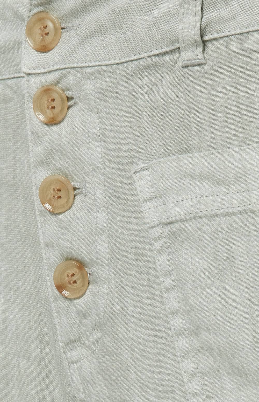 Phoebe Flare Leg Pant by Alp N Rock, Women's Beige Linen Pants with Flare Leg and Button Front