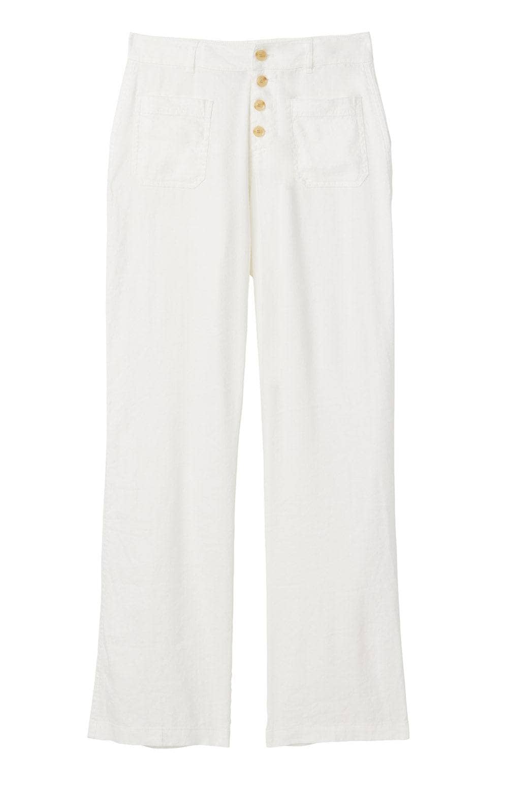 Phoebe Straight Leg Linen Pant by Alp N Rock, Women's Ivory Linen Pant with Button Fly and Patch Pockets