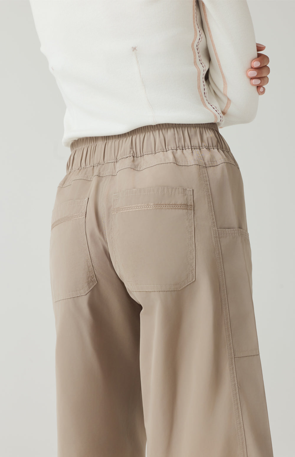 Alp N Rock Suki Pant, lightweight beige wide leg cropped pant for women