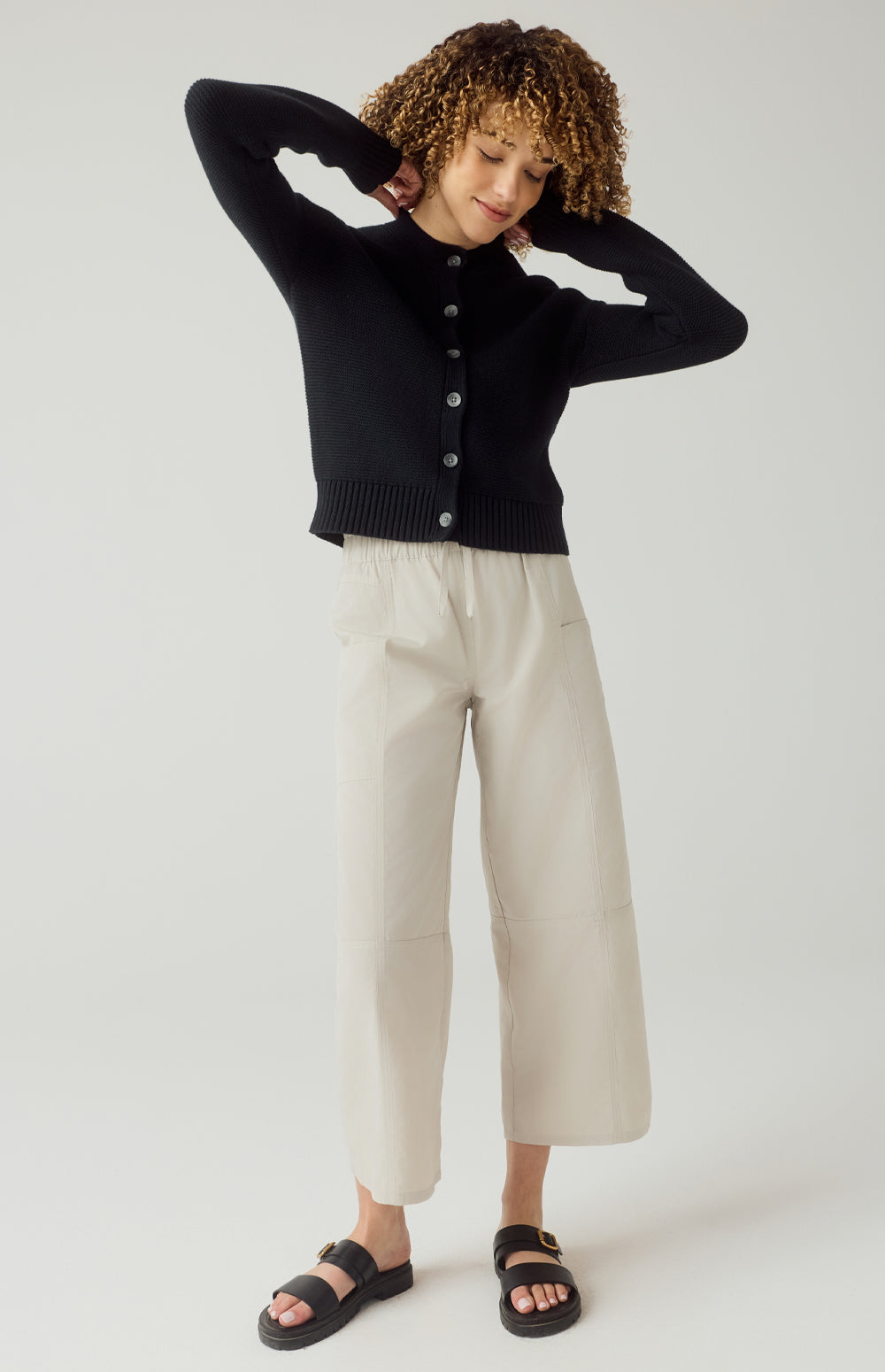 Alp N Rock Suki Pant, lightweight beige wide leg cropped pant for women