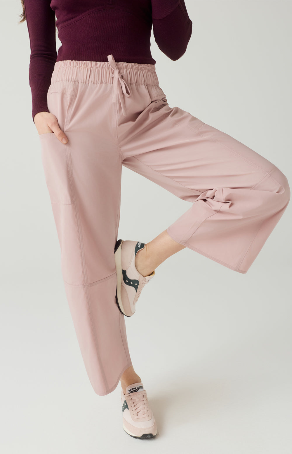 Alp N Rock Suki Pant, lightweight pink wide leg cropped pant for women