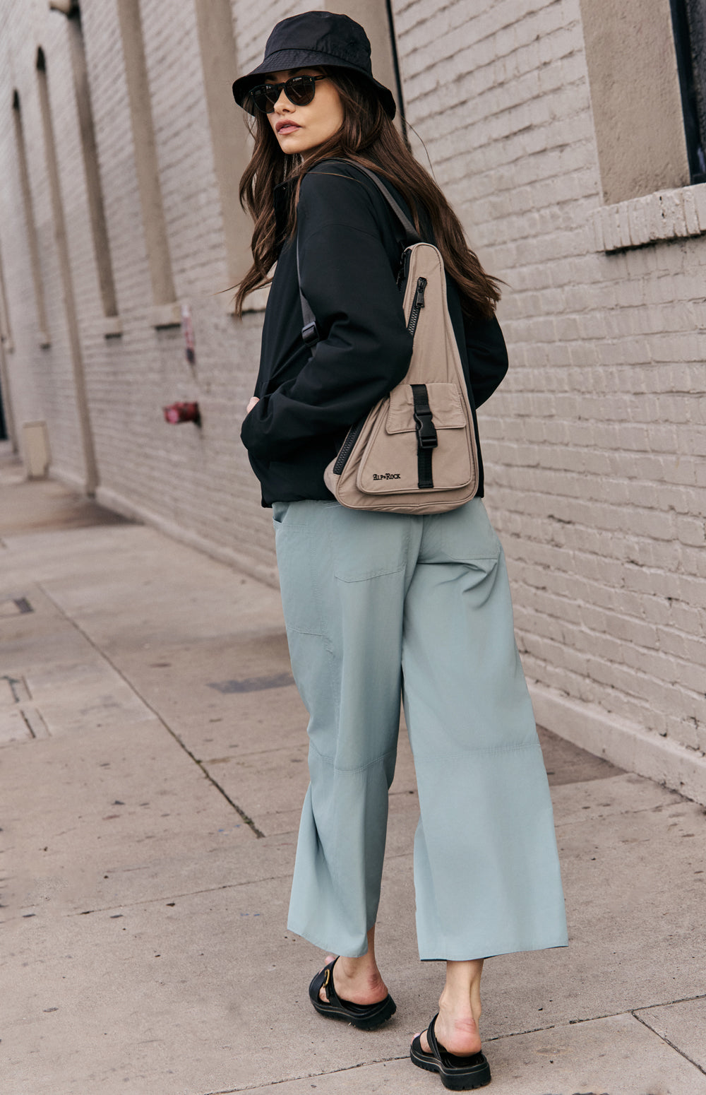 Alp N Rock Suki Pant, lightweight silver blue wide leg cropped pant for women