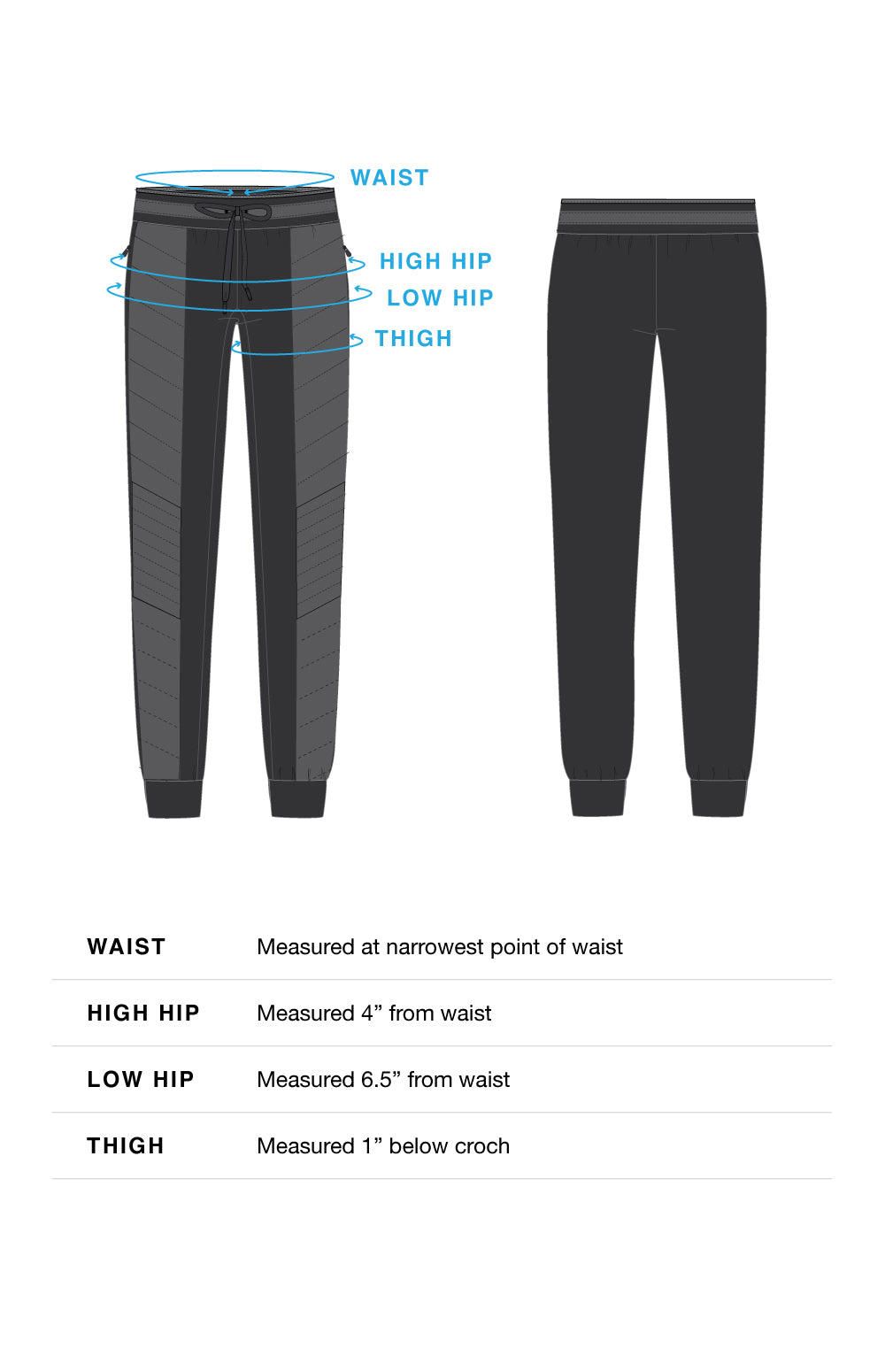 Alp N Rock Vallon Quilted Jogger Pant Size Guide