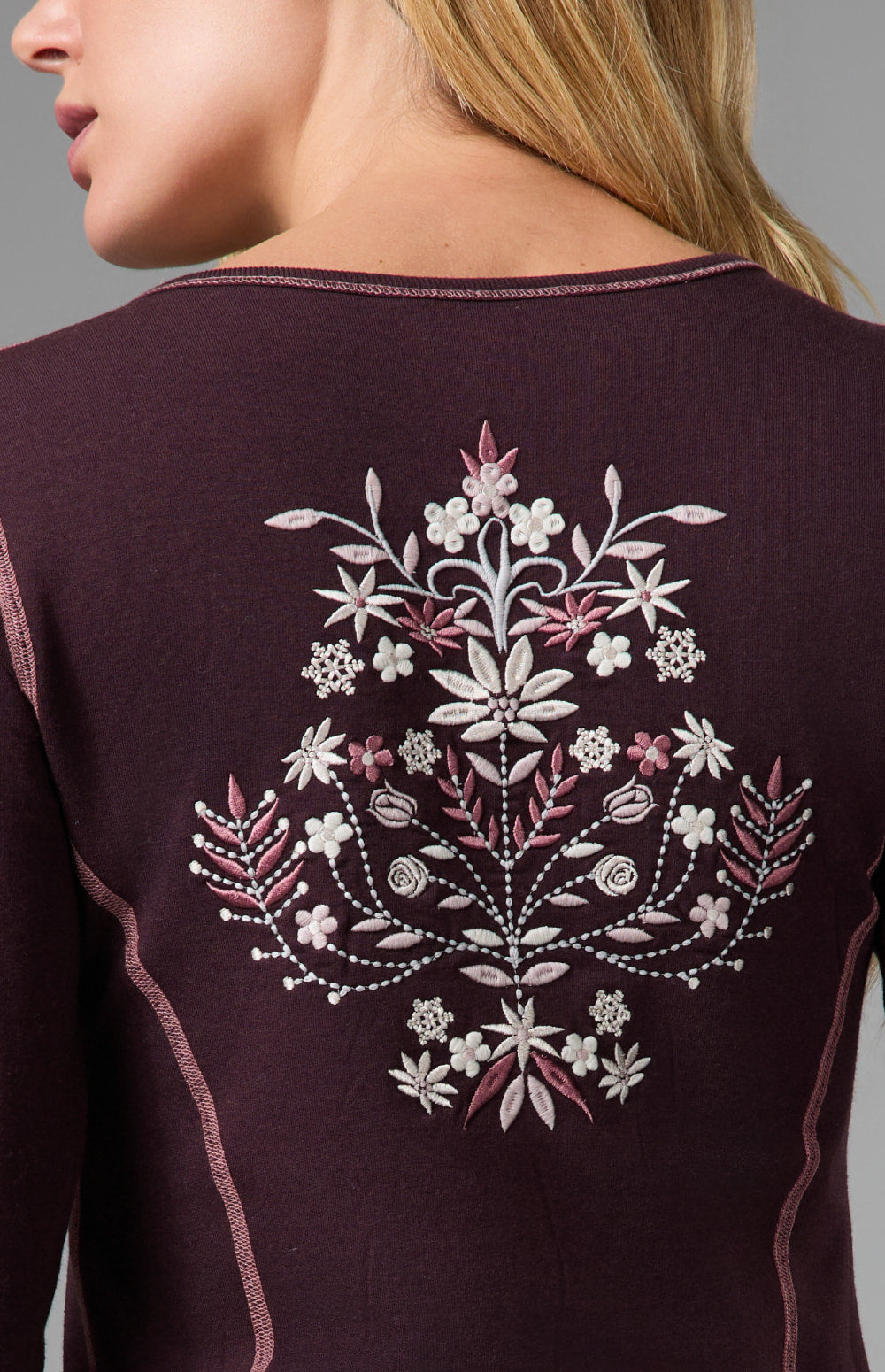 Alp N Rock Angelica Henley Shirt, dark red longsleeve henley shirt for women