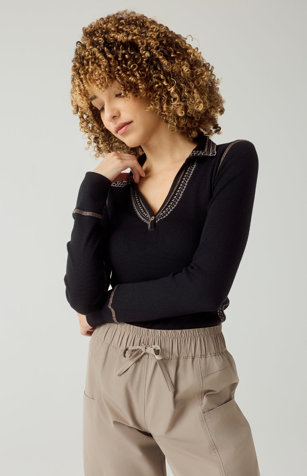 Asher Polo, Black Fossil | Alp N Rock Alp N Rock Womens Shirt Asher Polo | Black/Fossil