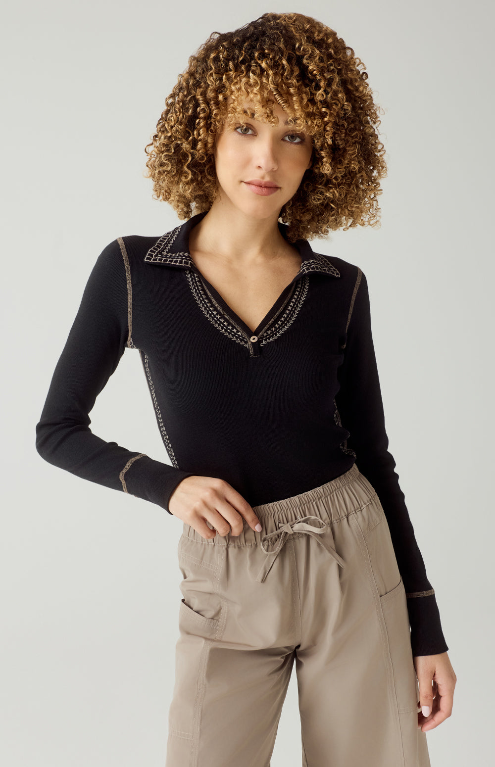 Asher Polo, Black Fossil | Alp N Rock Alp N Rock Womens Shirt Asher Polo | Black/Fossil