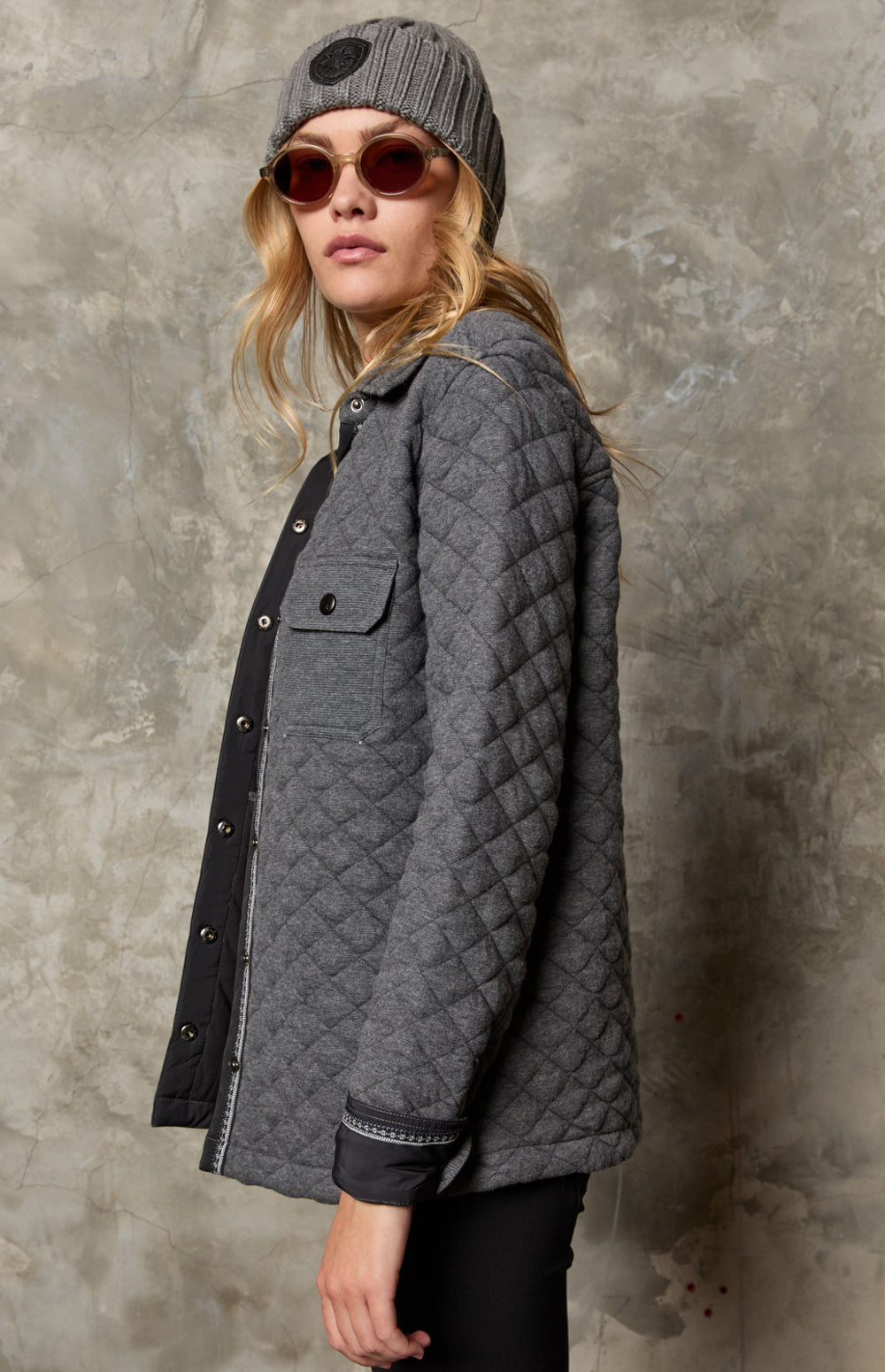 Alp N Rock Cambria Jacket, heather grey quilted shirt jacket for women