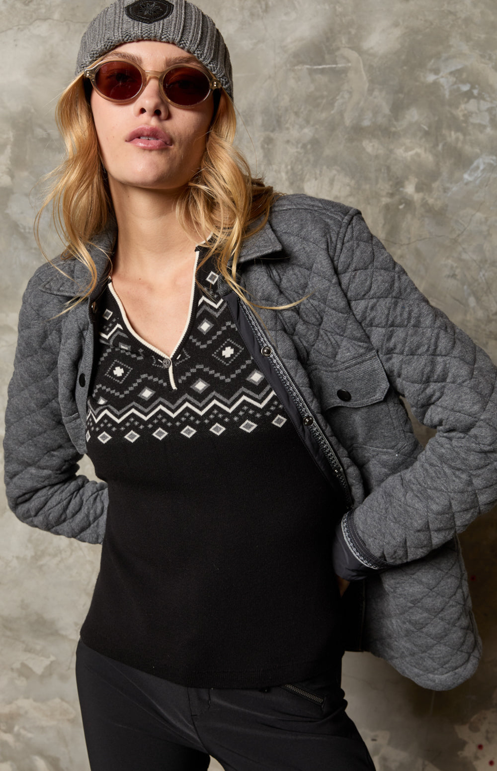 Alp N Rock Cambria Jacket, heather grey quilted shirt jacket for women