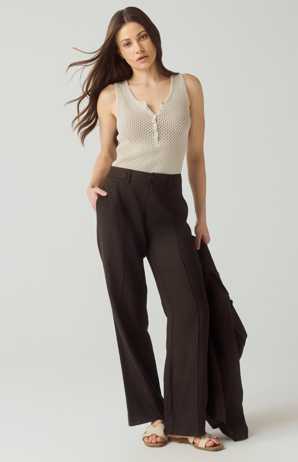 Alp N Rock Camila Top, beige scoop neck knit tank top for women