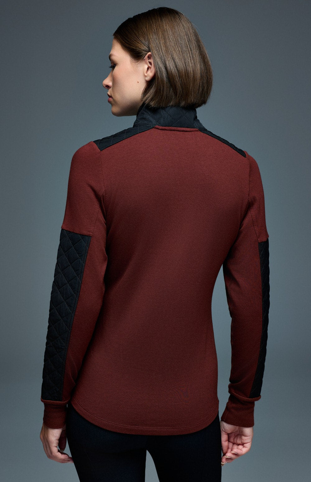 Cody Quilted Zip Mock Neck, Russet | Alp N Rock Alp N Rock Womens Shirt Cody Quilted Zip Mock Neck | Russet