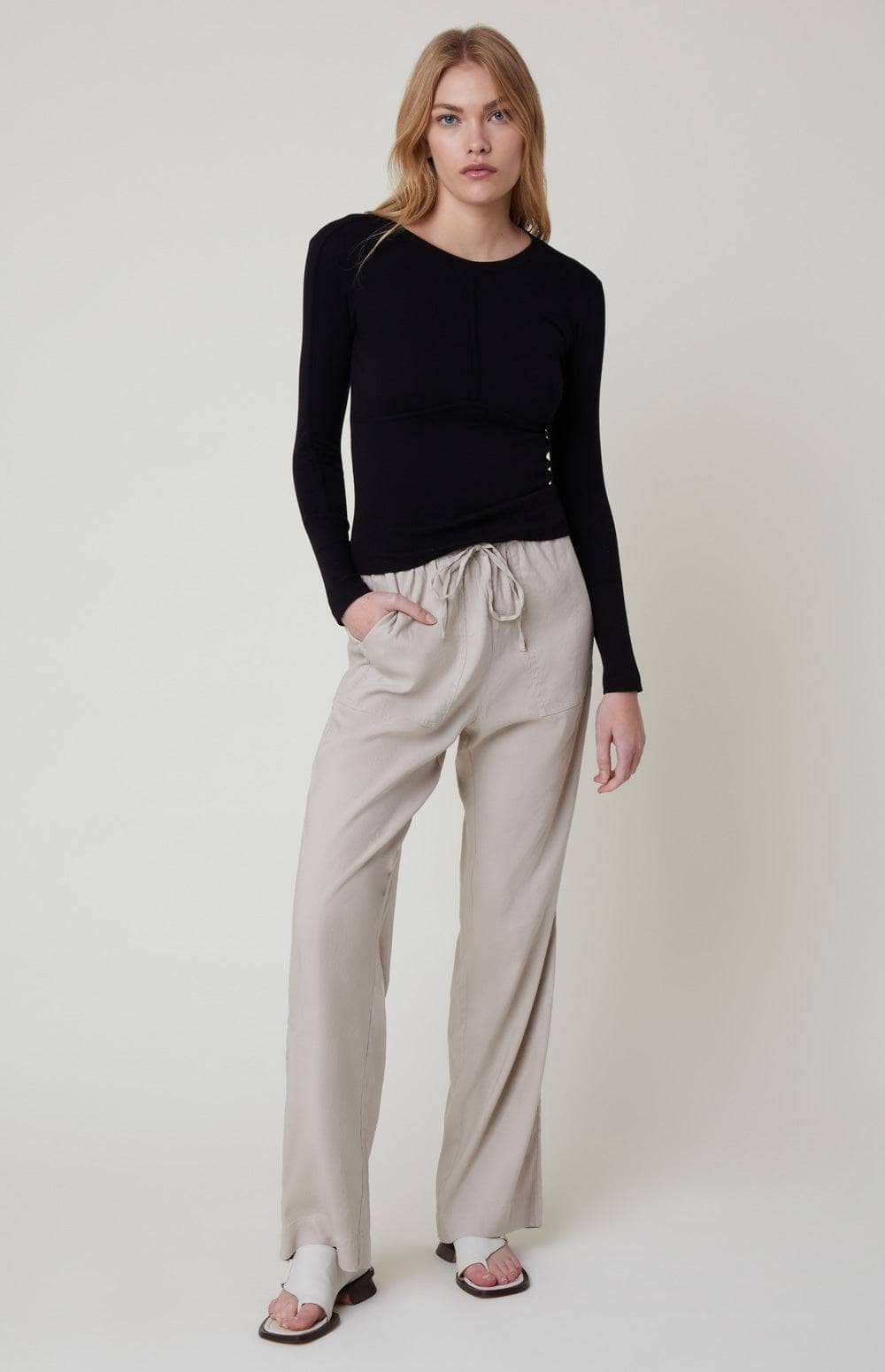 Alp N Rock Delaney Knit Top, Women's Black Long Sleeve Knit Top with Stitch Detailing at the Chest and Arms