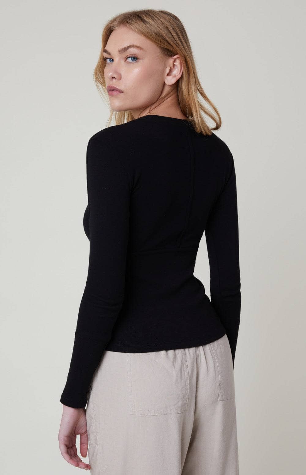 Alp N Rock Delaney Knit Top, Women's Black Long Sleeve Knit Top with Stitch Detailing at the Chest and Arms