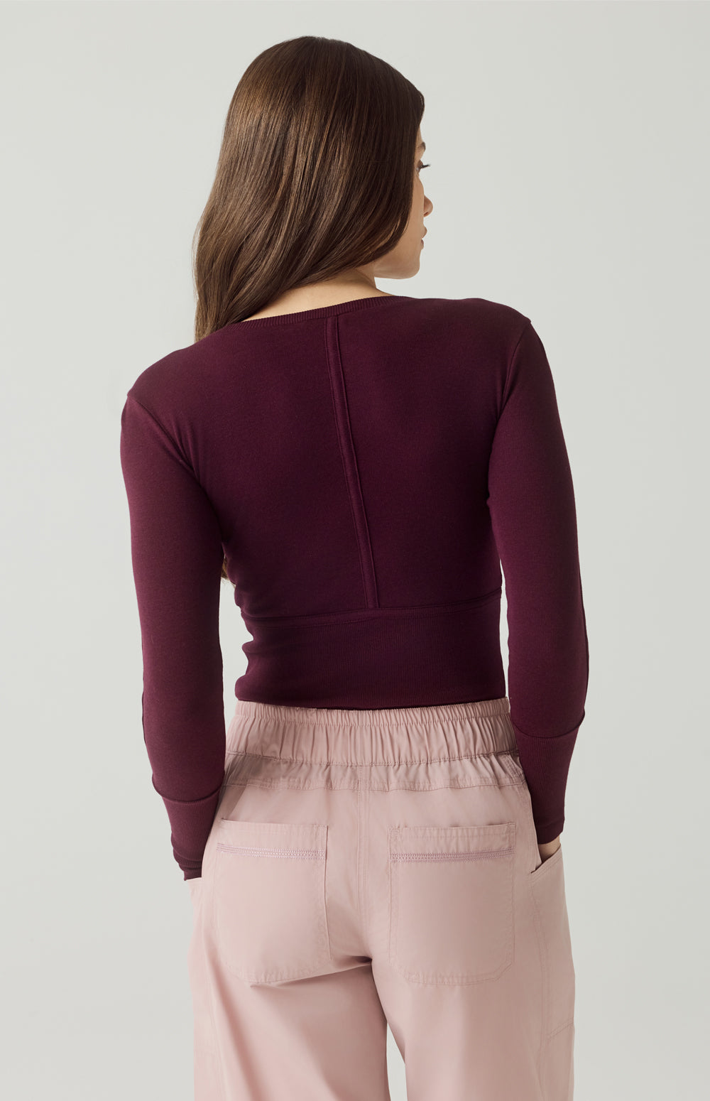 Alp N Rock Delaney Top, dark cherry longsleeve crew neck top for women