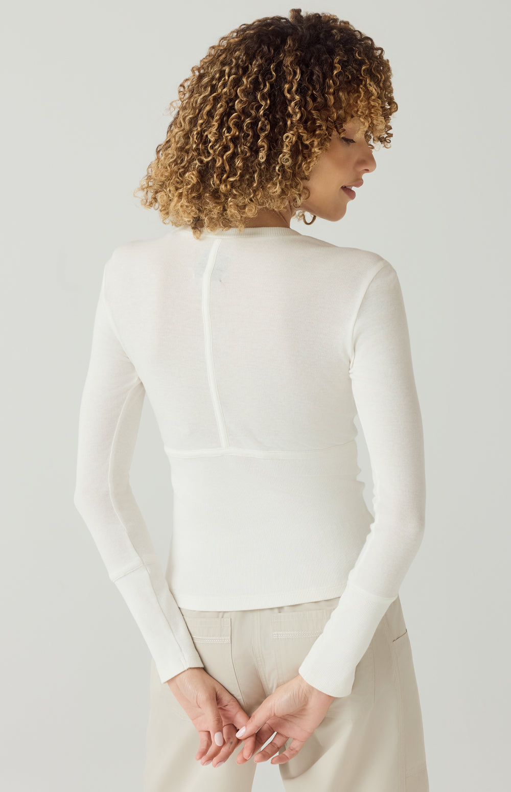 Alp N Rock Delaney Top, off white longsleeve crew neck top for women