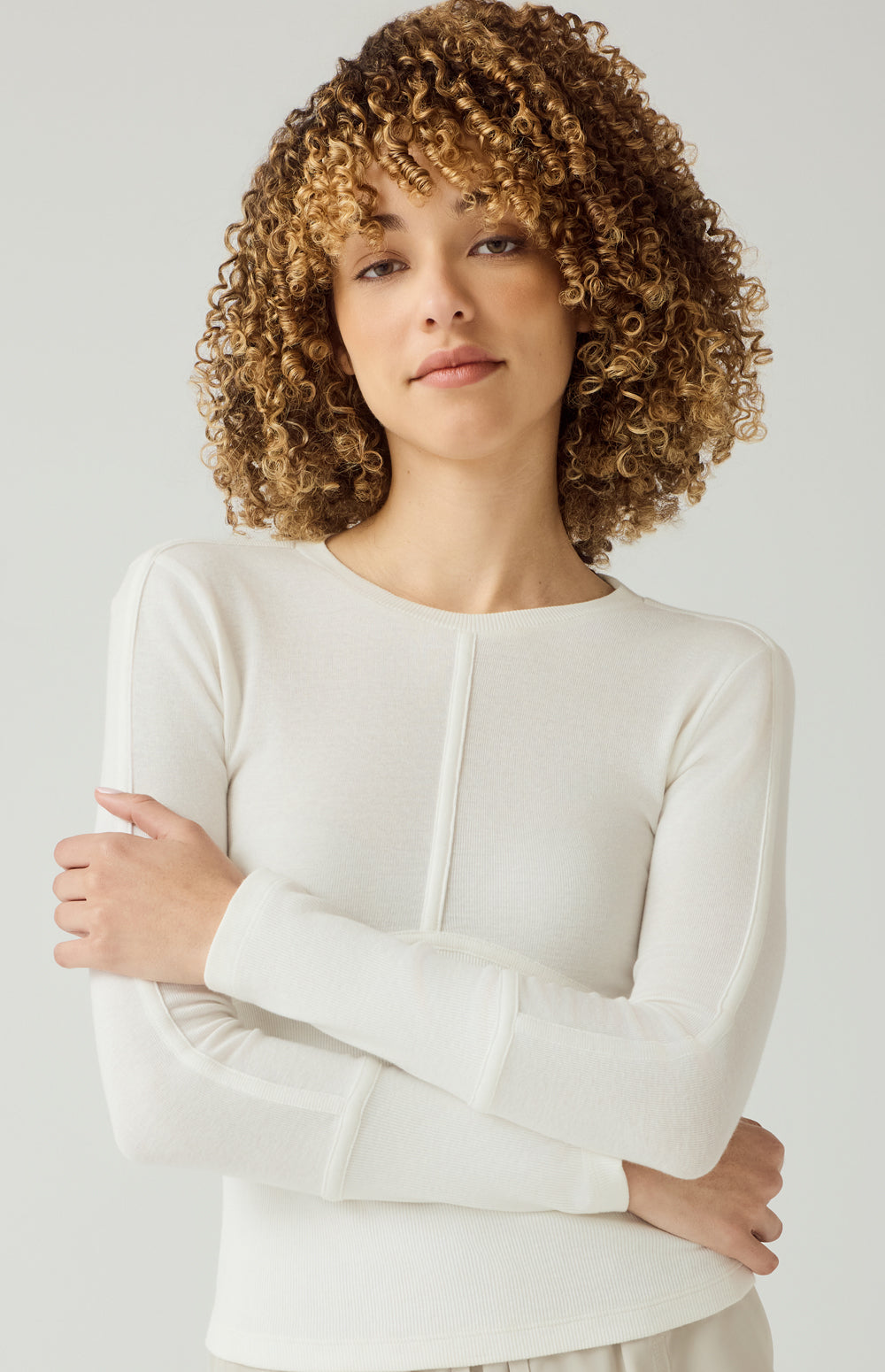 Alp N Rock Delaney Top, off white longsleeve crew neck top for women