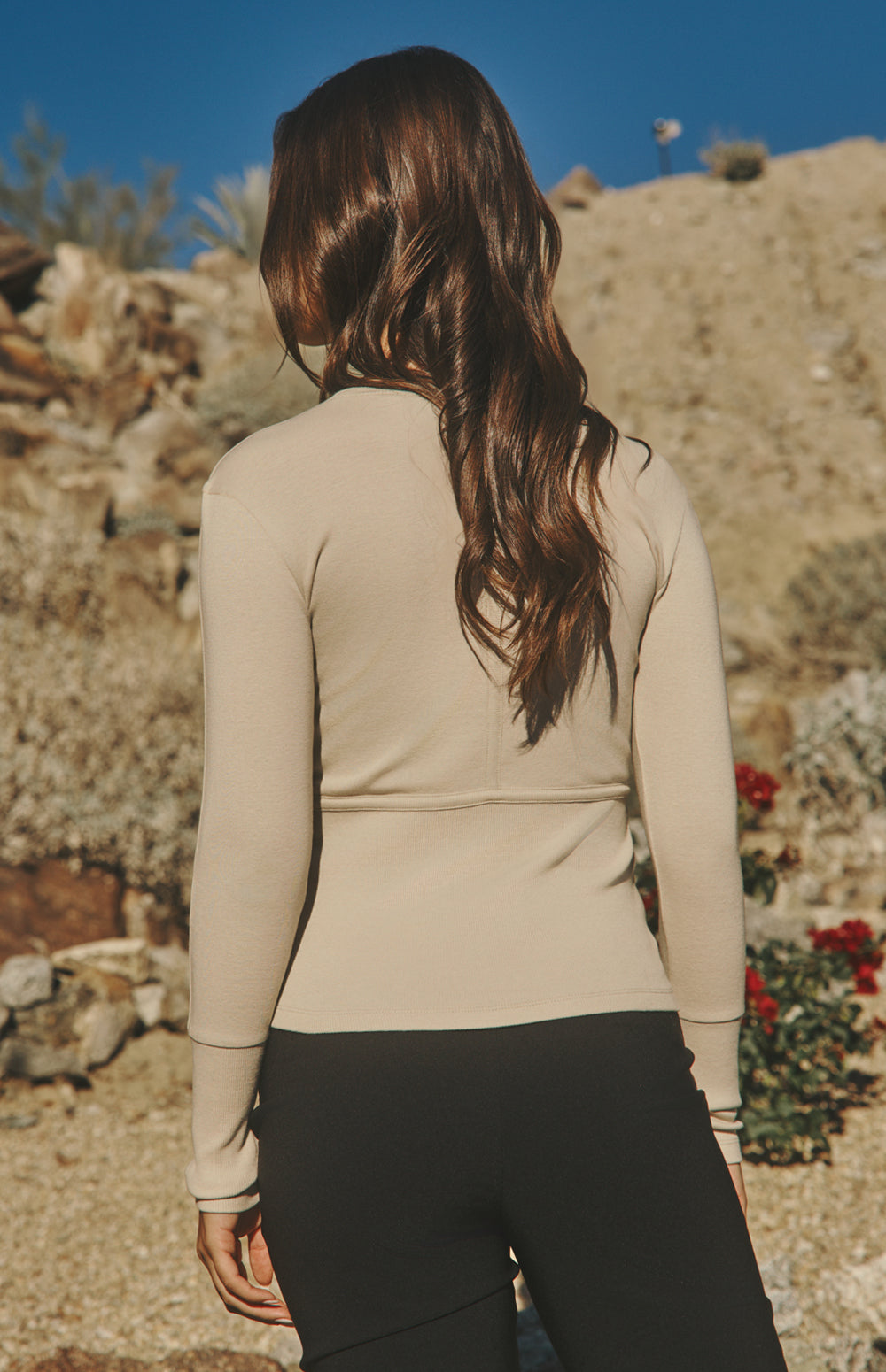 Alp N Rock Delaney Top, beige longsleeve crew neck top for women