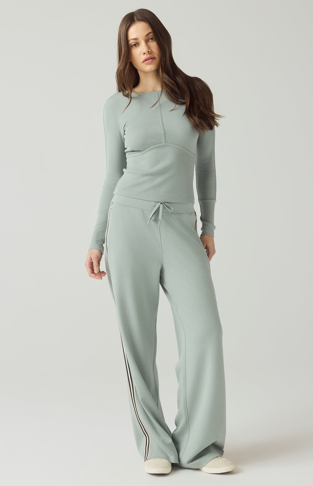 Alp N Rock Delaney Top, silver blue longsleeve crew neck top for women