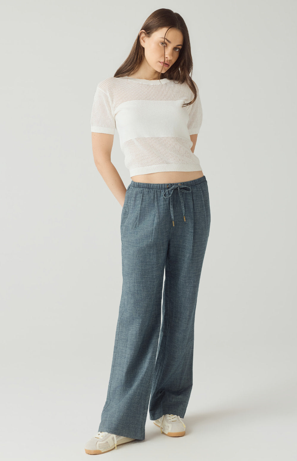 Alp N Rock Emma Top, white open weave short sleeve knit shirt for women