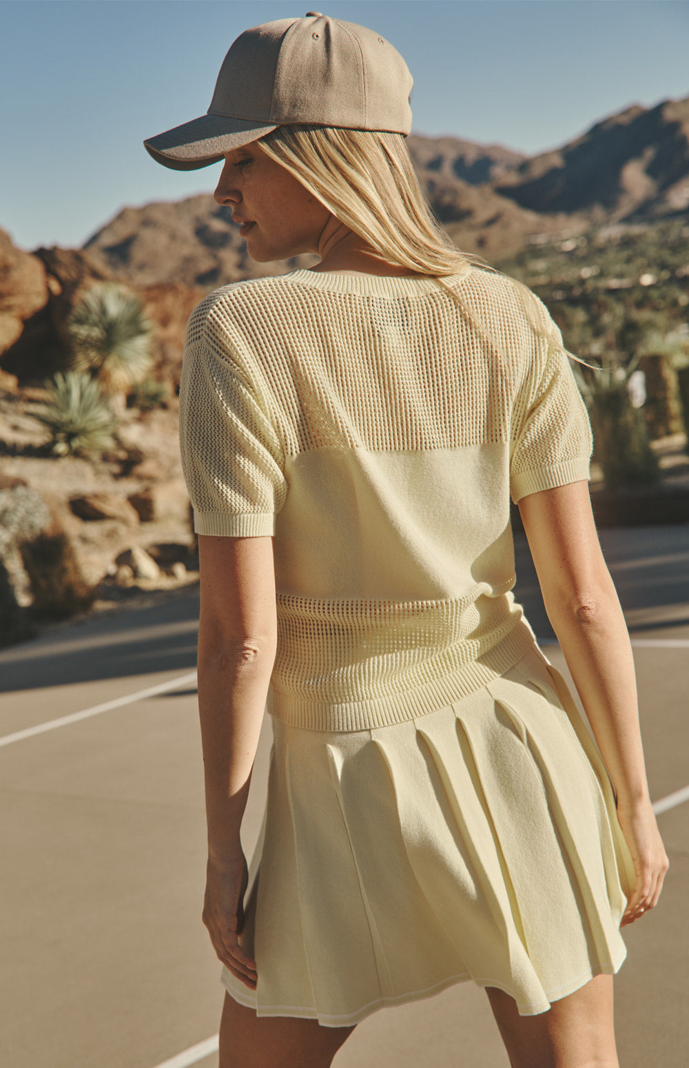 Alp N Rock Emma Top, butter yellow open weave short sleeve knit shirt for women