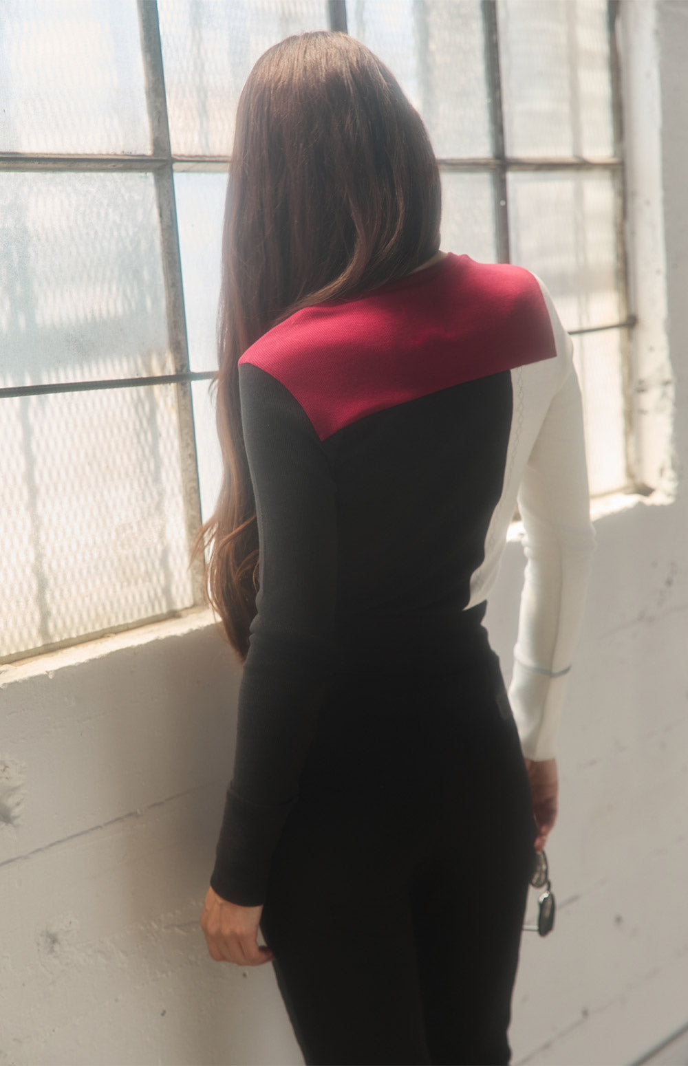Alp N Rock Erin Crew, black, red, and white color block longsleeve crew neck shirt for women