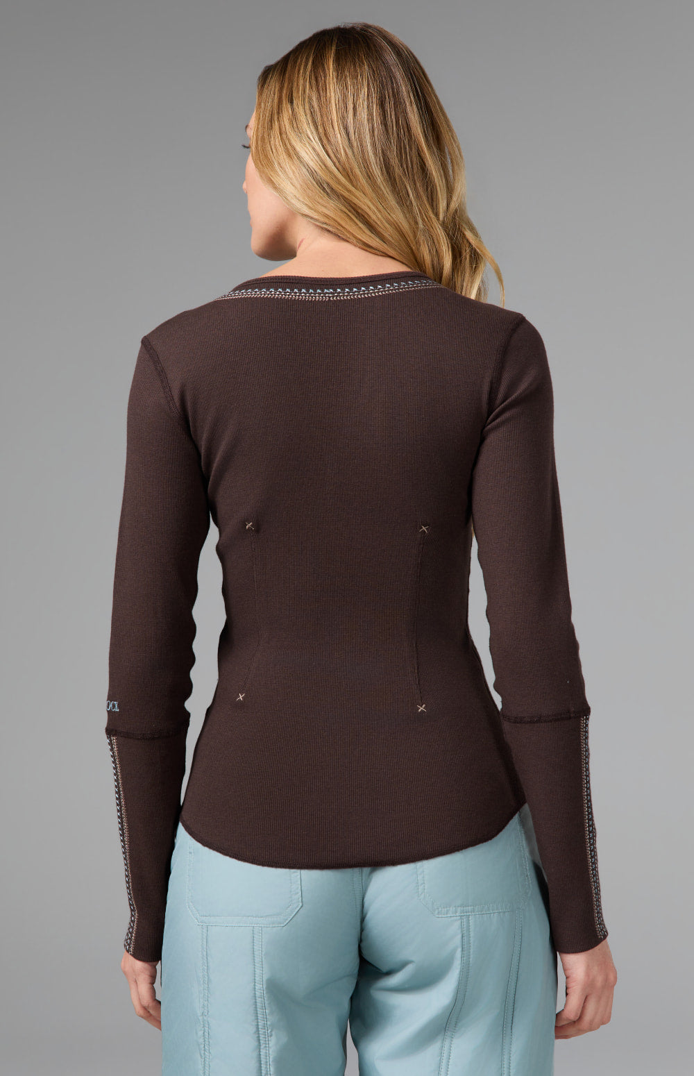 Alp N Rock Hazel Henley Shirt, dark brown longsleeve henley shirt