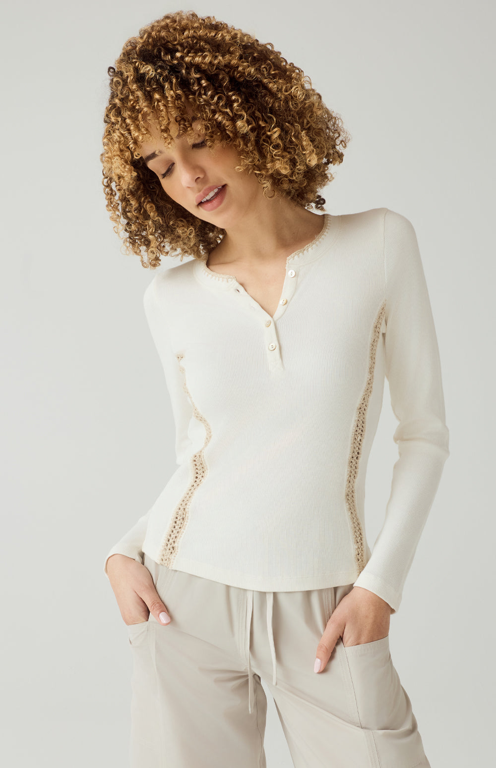 Iris Henley Shirt, Off White | Alp N Rock Alp N Rock Womens Shirt Iris Henley Shirt | Off White/Pumice