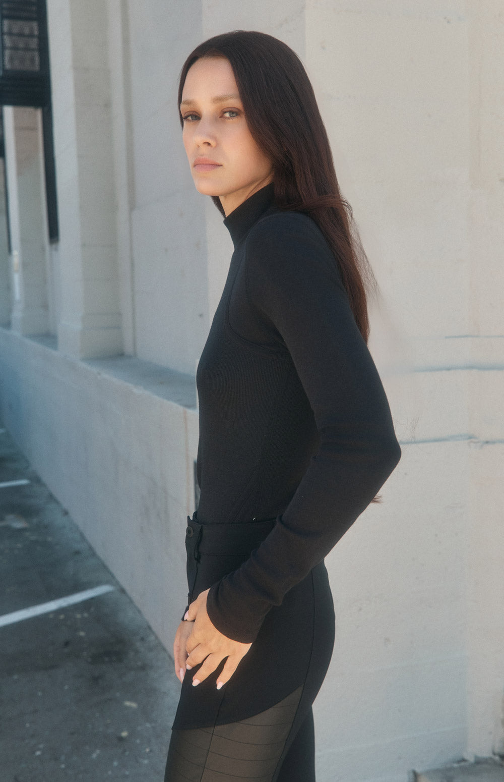 Alp N Rock Laila Shirt, black mock neck longsleeve shirt for women