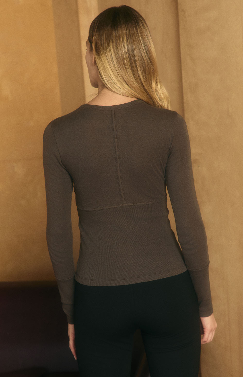 Alp N Rock Layne Crew, dark brown longsleeve crewneck shirt for women