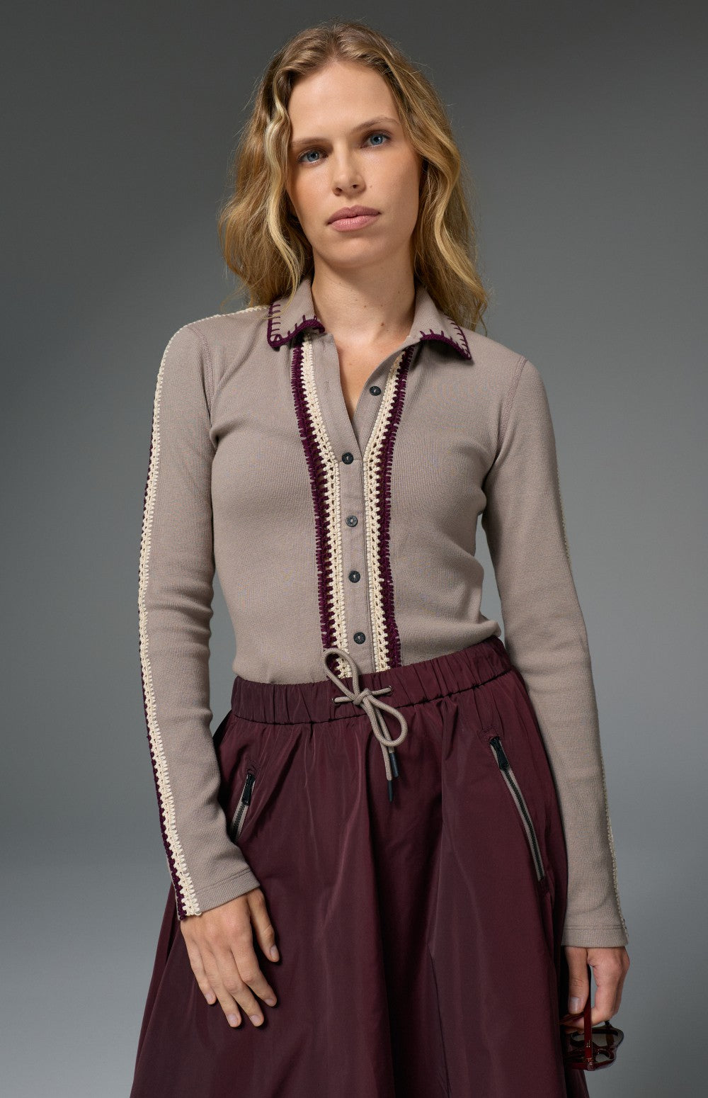Loren Longsleeve Polo Shirt, Fossil | Alp N Rock Alp N Rock Womens Shirt Loren Longsleeve Polo Shirt | Fossil