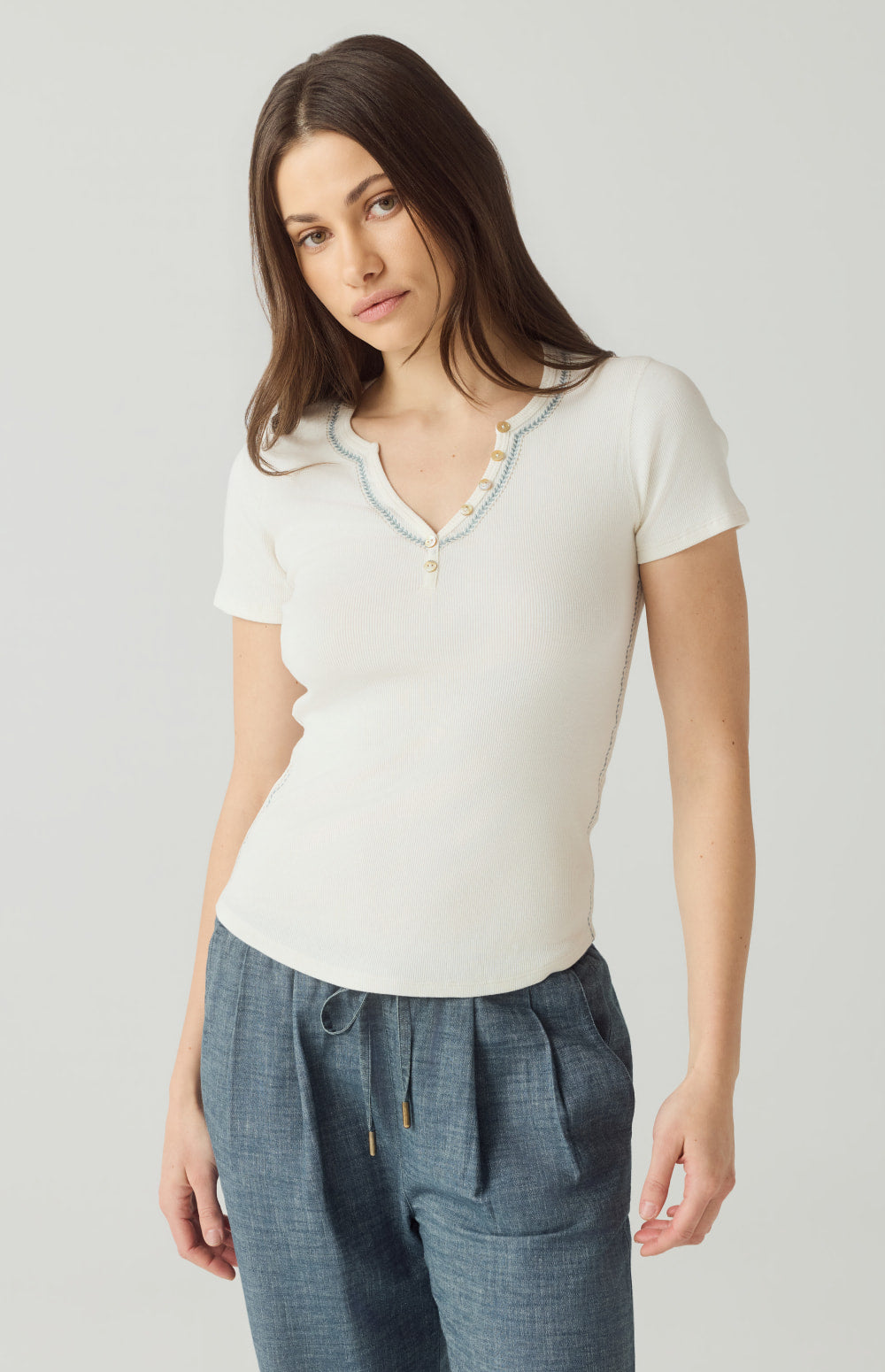 Maisie Short Sleeve Henley Shirt, Black | Alp N Rock Alp N Rock Womens Shirt Maisie Short Sleeve Henley Shirt | Off White