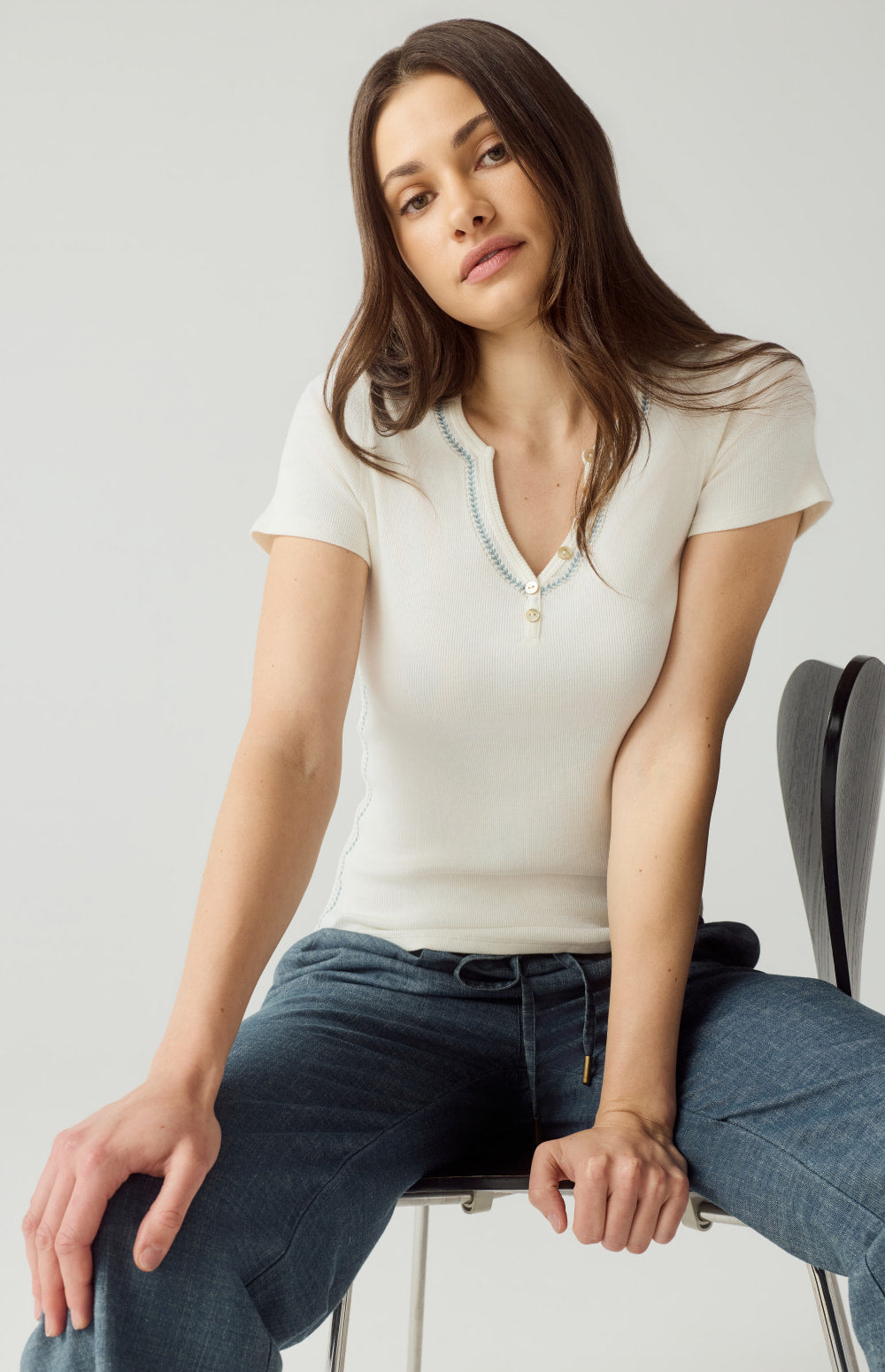 Maisie Short Sleeve Henley Shirt, Black | Alp N Rock Alp N Rock Womens Shirt Maisie Short Sleeve Henley Shirt | Off White