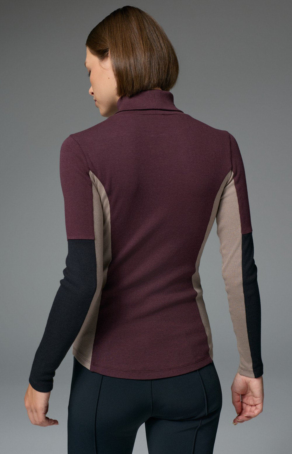 Alp N Rock Meken Turtleneck, dark red longsleeve turtleneck with color blocking for women