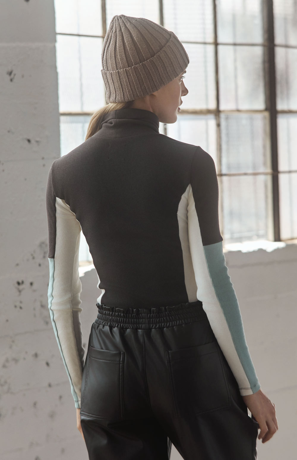 Alp N Rock Meken Shirt, dark brown, blue, and ivory colorblocked longsleeve top for women