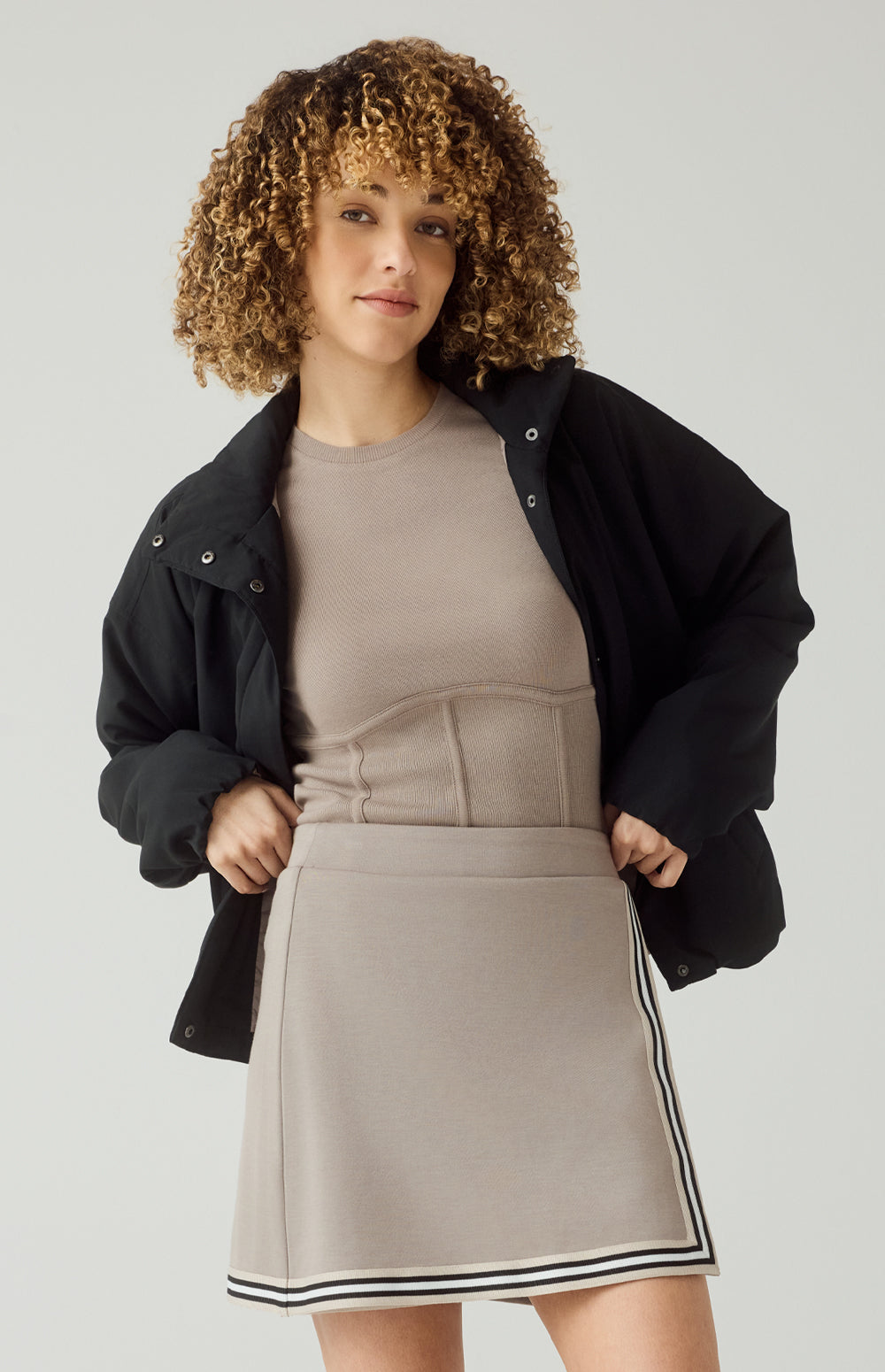 Alp N Rock Miranda Top, beige short sleeve crew neck top for women