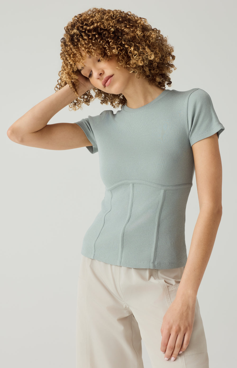 Alp N Rock Miranda Short Sleeve Crew, silver blue crew neck short sleeve shirt for women