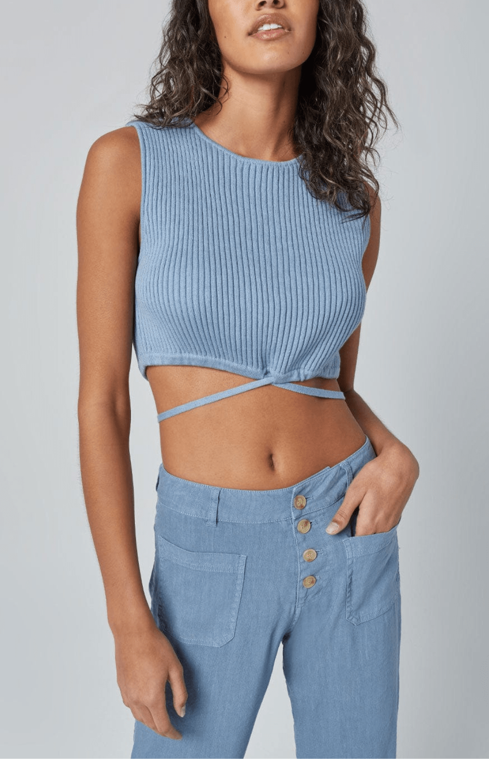 Muna Cropped Tank, Light Blue | Alp N Rock | Women's Top Alp N Rock Womens Shirt Muna Cropped Tank | Light Blue - Preloved
