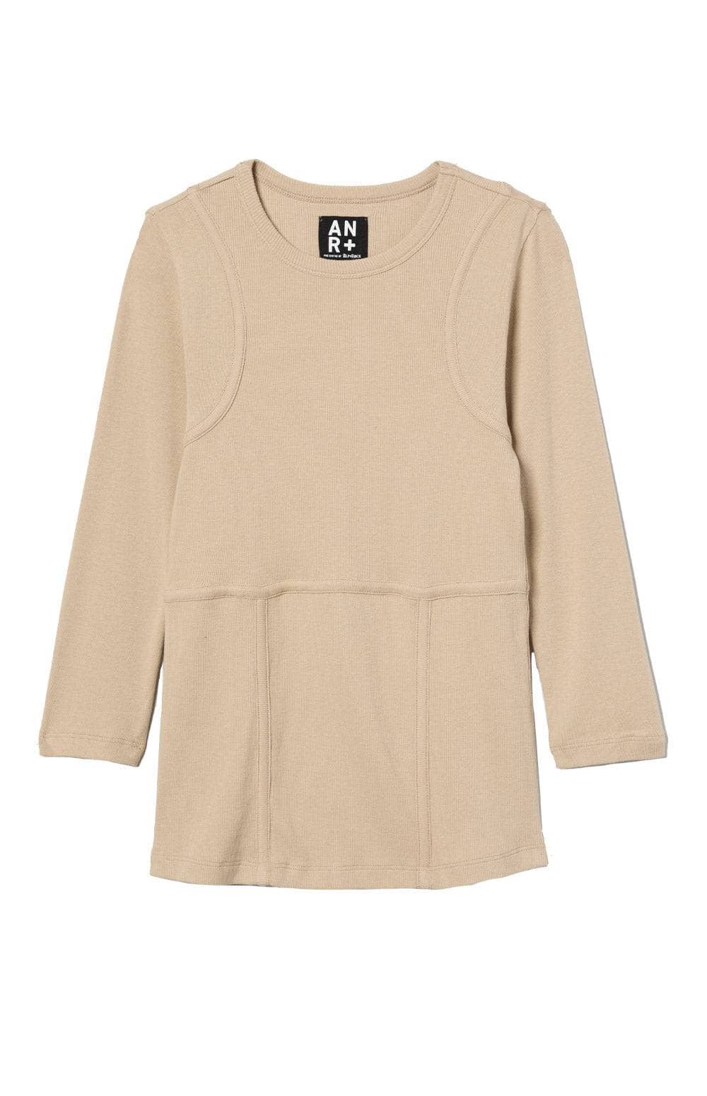 Alp N Rock Tara Crew, Women's Beige Long Sleeve Shirt with Stitching Detail at the Chest and Bodice