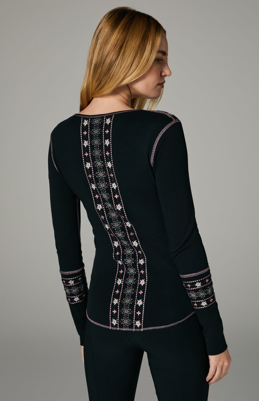 Vintage Cross Ski Henley Shirt, Black | Alp N Rock Alp N Rock Womens Shirt Vintage Cross Ski Henley Shirt | Black