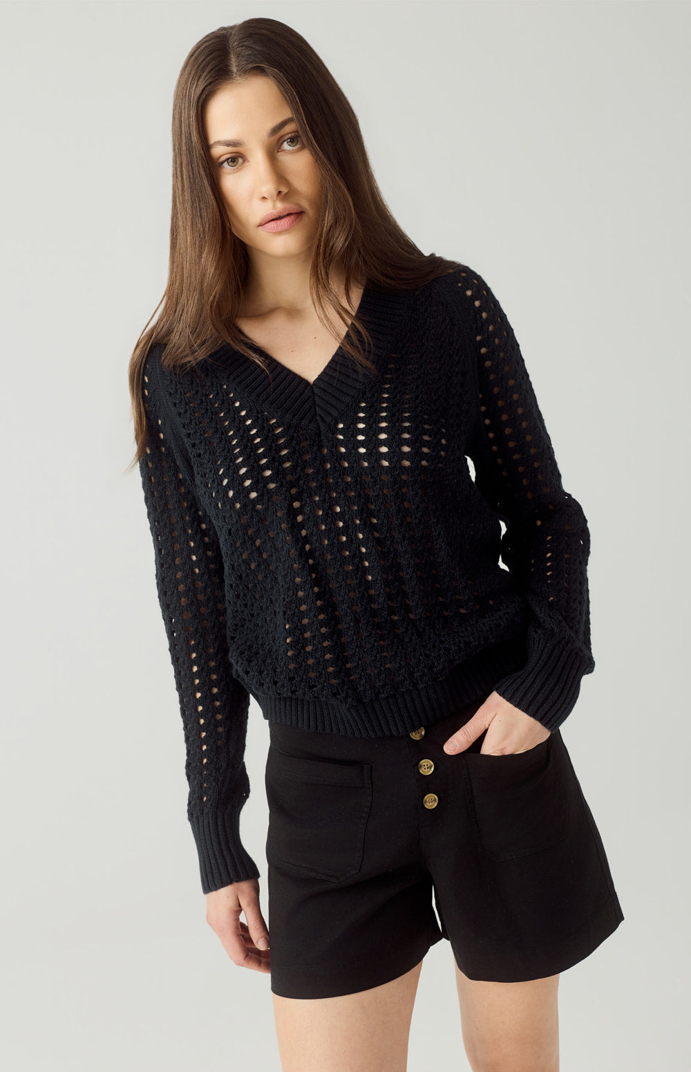 Alp N Rock Dylan Short, black cotton short for women with front patch pockets