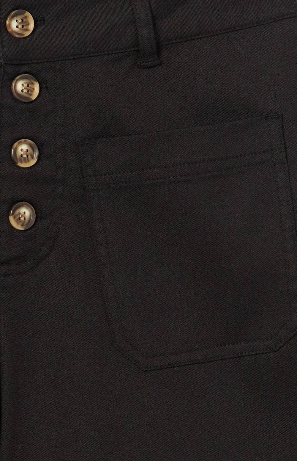 Dylan Short by Alp N Rock, Women's Black Linen Short with Button Front and Patch Pockets