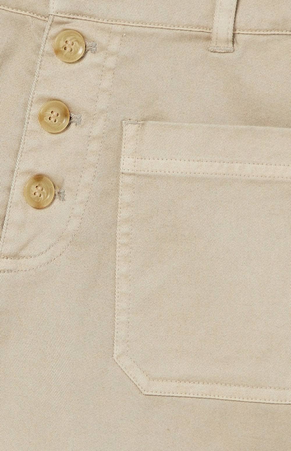 Dylan Short by Alp N Rock, Women's Beige Linen Short with Button Front and Patch Pockets