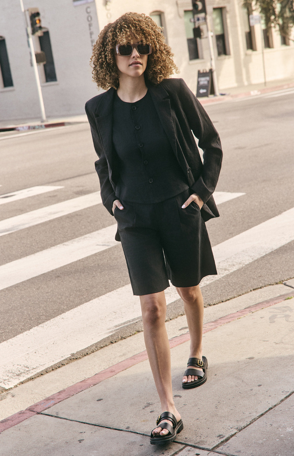 Alp N Rock Seneca Short, black linen Bermuda short for women