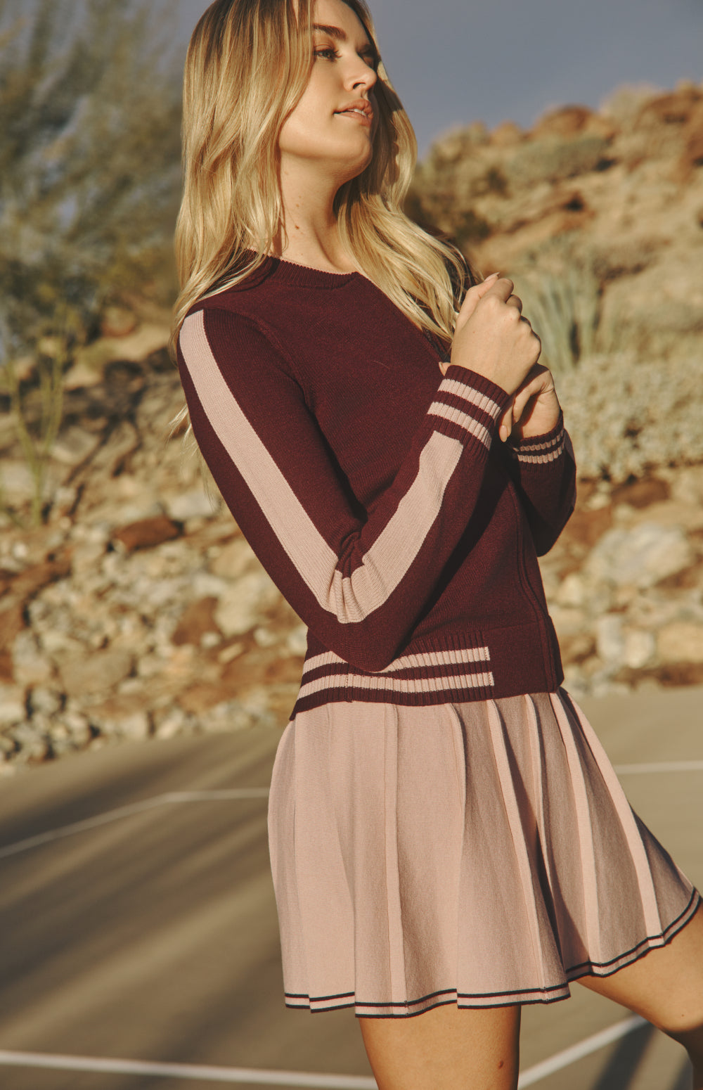 Alp N Rock Casey Skirt, rose pink pleated skirt for women