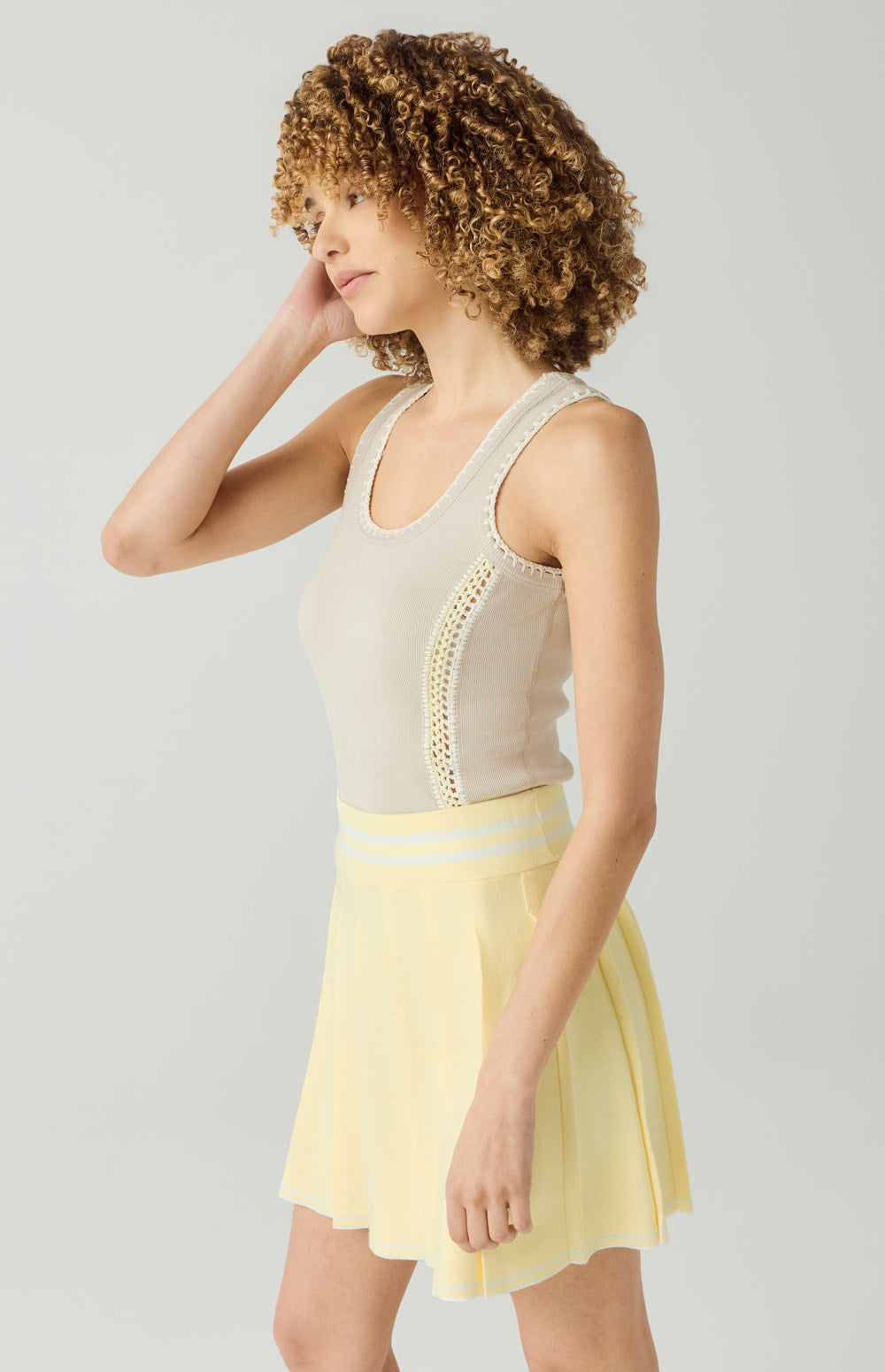 Casey Pleated Sweater Skirt, Soft Yellow | Alp N Rock Alp N Rock Womens Skirt Casey Pleated Sweater Skirt | Soft Yellow