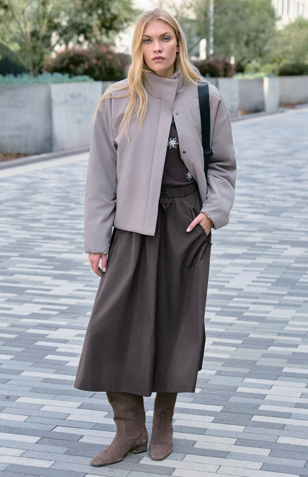 Chelsea Gathered Midi Skirt, Coffee | Alp N Rock Alp N Rock Womens Skirt Chelsea Gathered Midi Skirt | Coffee