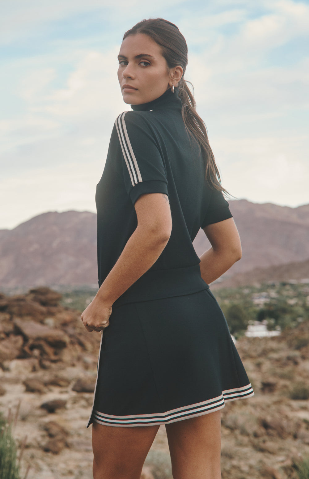 Alp N Rock Eloise Skirt, black mini skirt for women with stripe trim