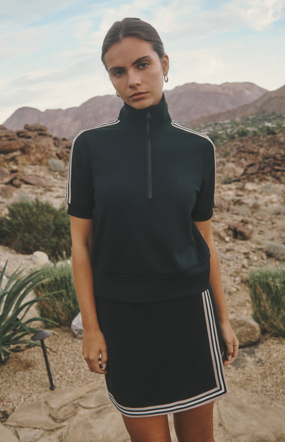 Alp N Rock Eloise Skirt, black mini skirt for women with stripe trim