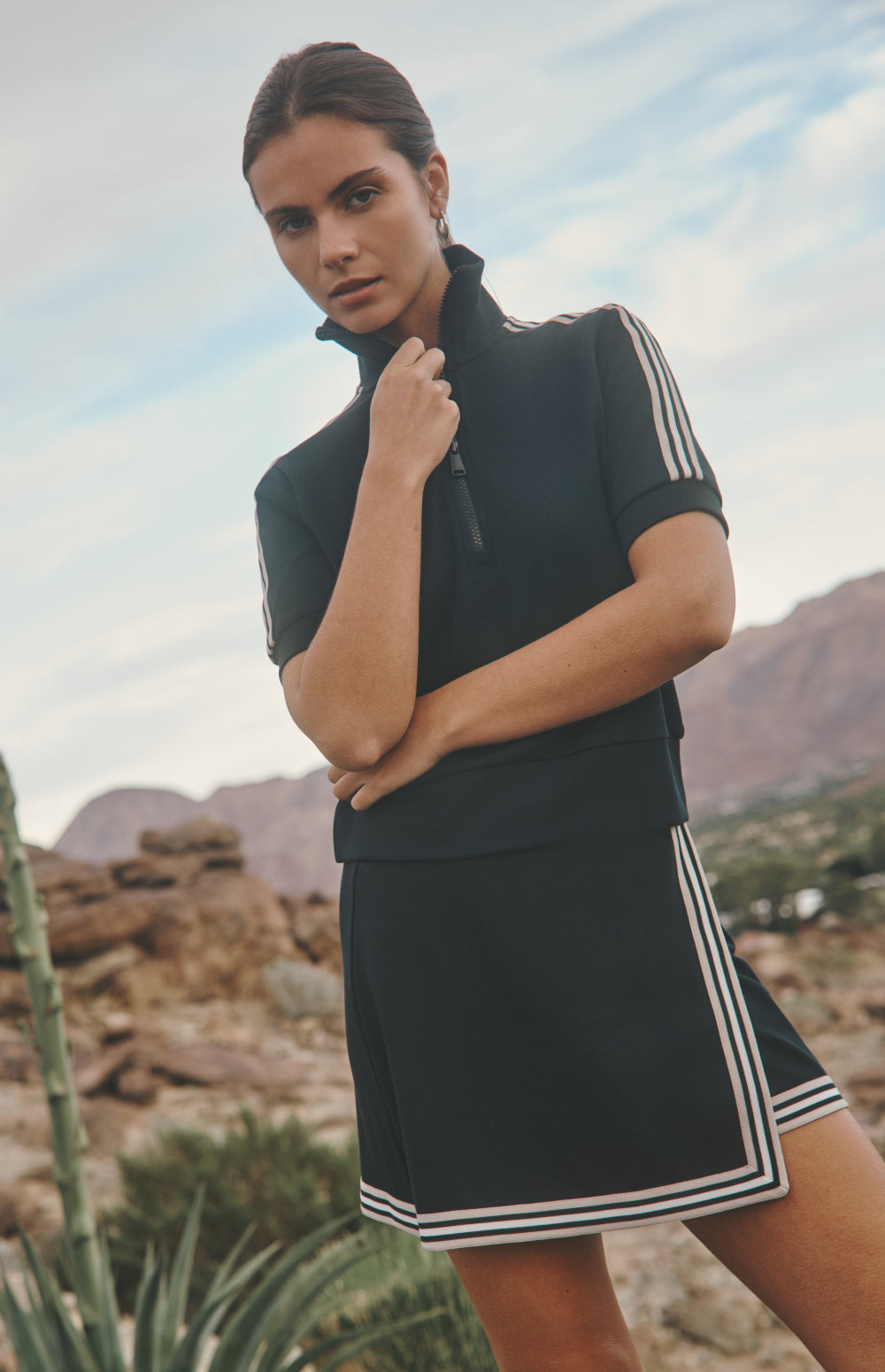 Alp N Rock Eloise Skirt, black mini skirt for women with stripe trim